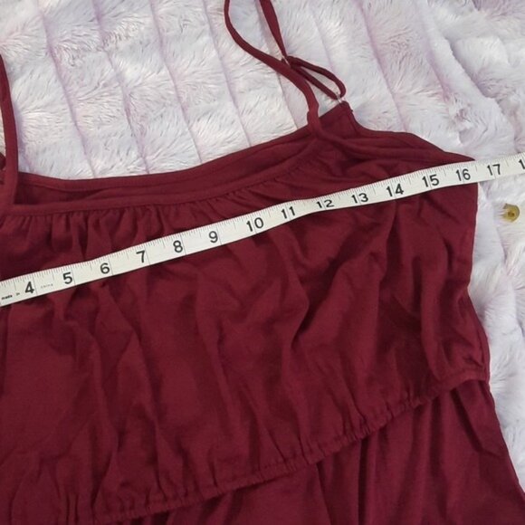 Tillyou NWT Wine Red Maternity Adjustable Spaghetti Straps Midi Slip Dress SizeS - Picture 3 of 10